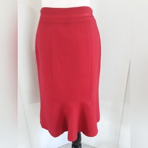 WHITE HOUSE BLACK MARKET Red Wool Blend Flirty Pencil Skirt Sz 4